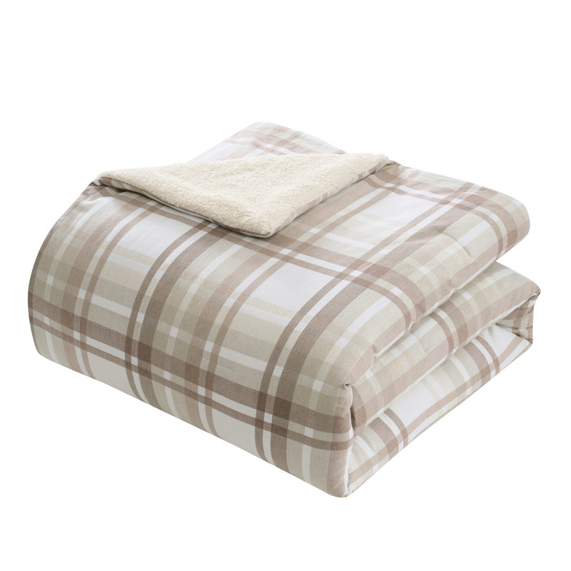 Gap cheapest Home Tonal Plaid Flannel Organic Cotton Comforter Set, Full/Queen, Berry, 3-